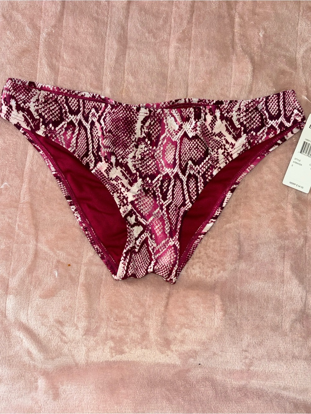 bebe Pink Snake-Print Cheeky Hipster Bikini Bottom